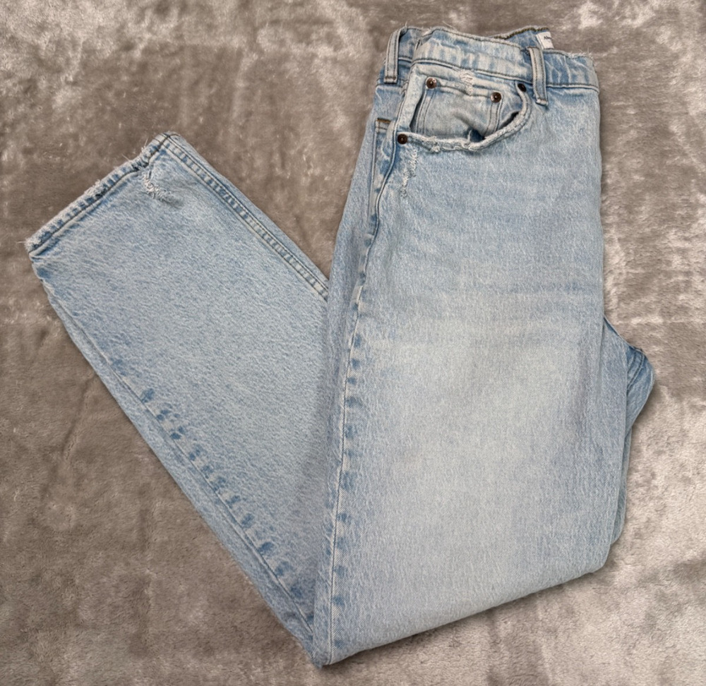 Abercrombie & Fitch 90s High Rise Straight Distressed Jeans Curve Love Womens 8